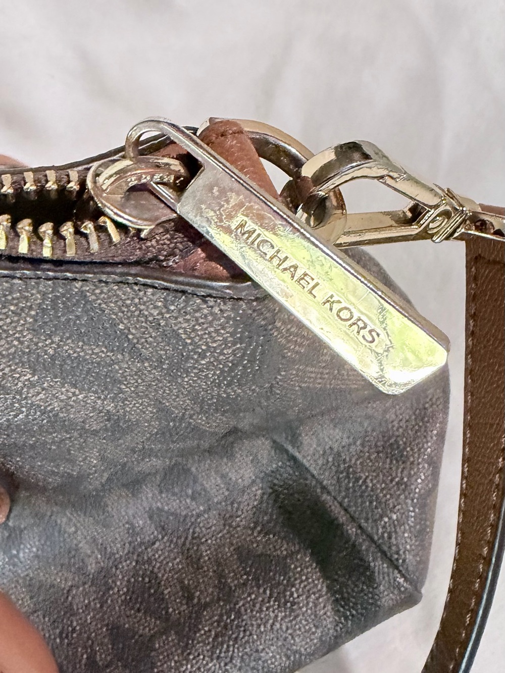 Michael Kors Brown Monogram Dome Satchel with Leather Handles - Picture 6 of 13
